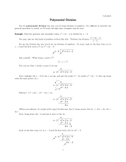 Polynomial Division .