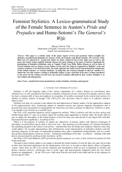 Feminist Stylistics: A Lexico-grammatical Study of the Female