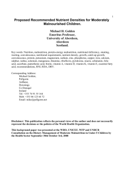 Proposed Recommended Nutrient Densities for Moderately
