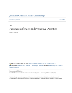 Persistent Offenders and Preventive Detention