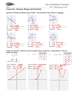 Classwork: Domain, Range and Functions ( )2