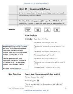 Step 11 &ndash; Consonant Suffixes