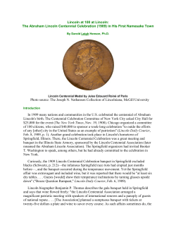 The Abraham Lincoln Centennial Celebration