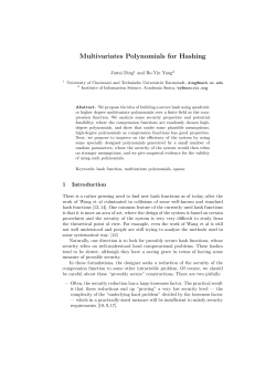 Multivariates Polynomials for Hashing