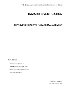 hazard investigation - Chemical Safety Board