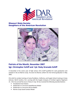 Patriots of the Month, November 2007 Sgt. Christopher Schiff and