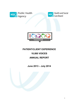 PATIENT/CLIENT EXPERIENCE 10000 VOICES ANNUAL REPORT