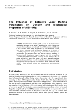 The Influence of Selective Laser Melting Parameters on Density and