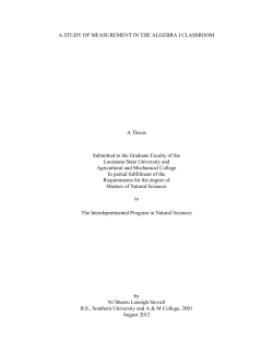 A STUDY OF MEASUREMENT IN THE ALGEBRA I CLASSROOM A