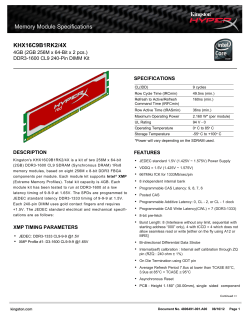 Memory Module Specifications KHX16C9B1RK2/4X