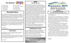May Birthdays WMU Food Pantry Preschool News Clothing Give-Away