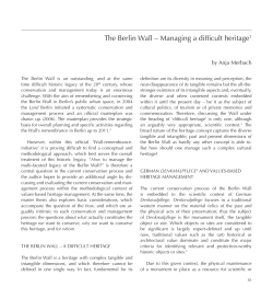 The Berlin Wall &para; Managing a difficult heritage1 - WWW