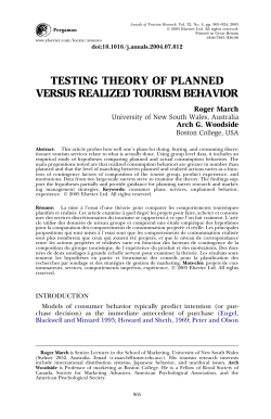 TESTING THEORY OF PLANNED VERSUS REALIZED TOURISM