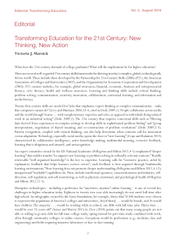 Editorial Transforming Education for the 21st Century: New Thinking