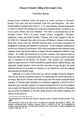 Chaucer`s Double Telling of the Knight`s Tale