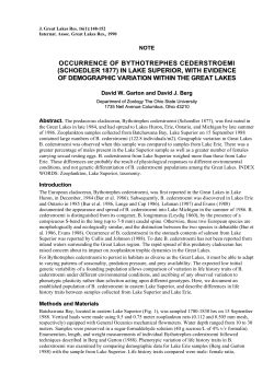 Occurrence Of Bythotrephes Cederstroemi (Schoedler 1877) In Lake