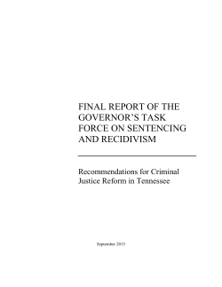 final report of the governor`s task force on sentencing and recidivism