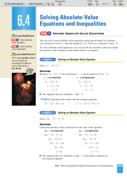 6.4 Solving Absolute-Value Equations and Inequalities