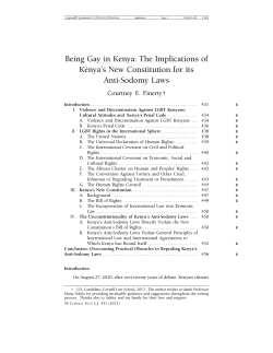Being Gay in Kenya: The Implications of Kenya`s New Constitution