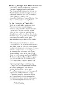 On Being Brought from Africa to America To the