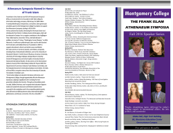 Montgomery College THE FRANK ISLAM ATHENAEUM SYMPOSIA