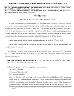 The Goa Factories (Occupational Safety and Health Audit) Rules, 2014