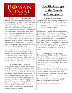 Specific Changes in the Words at Mass, part 1