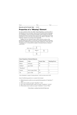 Properties of a &ldquo;Missing&rdquo; Element