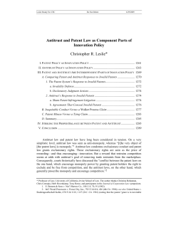 Antitrust and Patent Law as Component Parts of