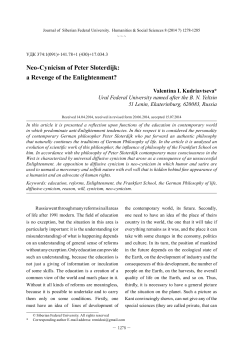 Neo-Cynicism of Peter Sloterdijk: a Revenge of the Enlightenment?