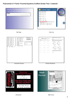 Polynomials 6.17 Factor Trinomial Equations