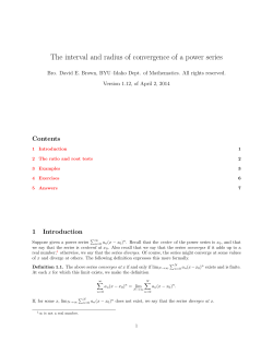 The interval and radius of convergence of a power series - BYU