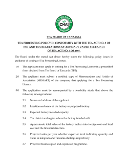 Tea Manufacturing Policy