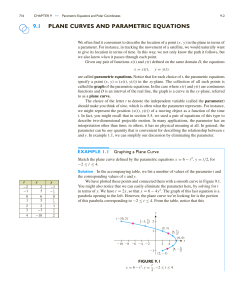 9.1 PLANE CURVES AND PARAMETRIC EQUATIONS