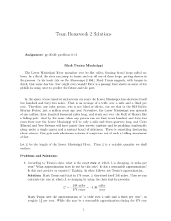 Team Homework 2 Solutions