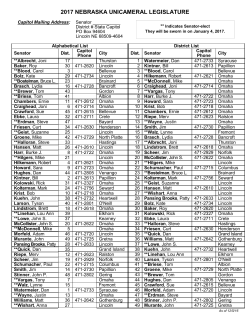 2017 NEBRASKA UNICAMERAL LEGISLATURE