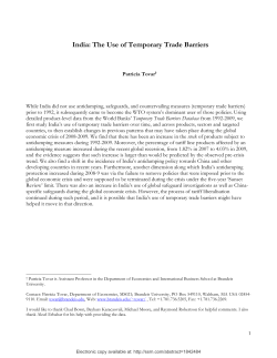 India: The Use of Temporary Trade Barriers