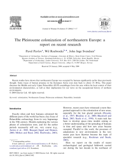 The Pleistocene colonization of northeastern Europe: a report on