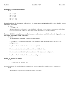Math 402 CHAPTER 3 TEST FALL 2010 Find any five multiples of