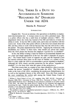 "Regarded As" Disabled Under the ADA