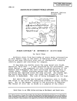 Pakistan`s Ethnic Divide - Institute of Current World Affairs