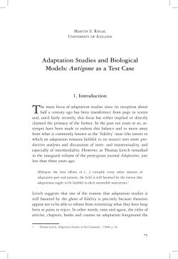 Adaptation Studies and Biological Models: Antigone as a Test Case