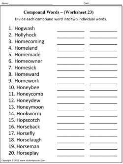 Compound Words &ndash; (Worksheet 23)