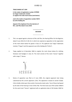 Trade Mark Appeals to the appointed person (O/092/11)