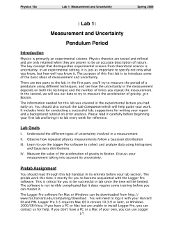 Lab 1: Measurement and Uncertainty Pendulum Period