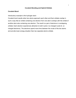 Covalent Bonding and Hybrid Orbitals Covalent Bond Introductory