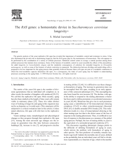 The RAS genes: a homeostatic device in Saccharomyces cerevisiae