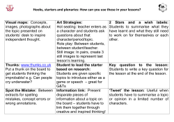 Hooks, starters and plenaries: How can you use these in your
