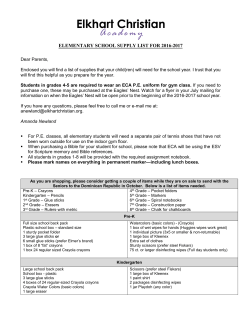 Elementary Supplies - Elkhart Christian Academy
