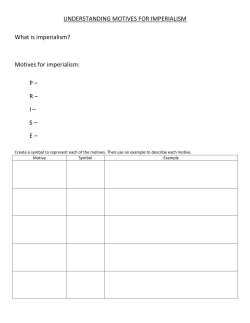 UNDERSTANDING MOTIVES FOR IMPERIALISM What is